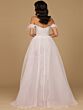 Lara 29161 Feather Neckline Overskirt Wedding Dress
