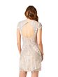 Lara 29889 Cutout Back Beaded Fringe Short Wedding Dress