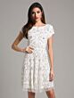 Lara 33404 Cutout Back Cap Sleeve Short Wedding Dress