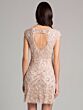 Lara 33404 Cutout Back Cap Sleeve Short Wedding Dress