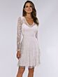 Lara 33414 Illusion Sleeves V-Neck Short Wedding Dress