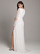 Lara 51007 Illusion Sleeves Plunging Neck Wedding Dress