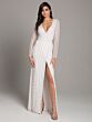 Lara 51007 Illusion Sleeves Plunging Neck Wedding Dress