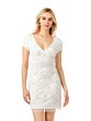 Lara 51051 Cap Sleeves V-Neck Short Wedding Dress