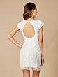 Lara 51053 Fringe Skirt Cap Sleeve Short Bridal Dress