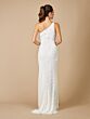 Lara 51081 High Slit One Shoulder Floral Bridal Dress