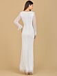 Lara 51139 Illusion Sleeves Fringe Bridal Dress