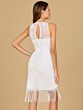Lara 51146 Fringe Hem Illusion Neckline Short Bridal Dress