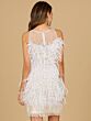 Lara 51170 Sheer Neckline Feather Short Bridal Dress