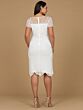 Lara 51188 Scalloped Hem Illusion Neckline Short Wedding Dress