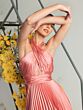 Mac Duggal 11302 Handkerchief Skirt Cross Halter Dress
