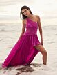 Mac Duggal 49837 Pleated Cutout Asymmetric High Low Formal Dress