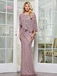 Marsoni MV1343 Asymmetric Cape Sleeve Beaded Dress