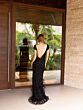 Primavera Couture 12107 V-Back Feathered Skirt Dress