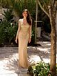 Primavera Couture 12154 Illusion Sleeve Beaded V-Back Dress