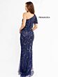 Primavera Couture 13106 Blouson Top Asymmetric Neck Beaded Dress