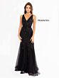 Primavera Couture 13107 Godet Skirt Beaded V-Neck Dress