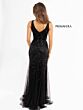 Primavera Couture 13107 Godet Skirt Beaded V-Neck Dress