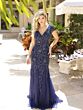 Primavera Couture 13112 Cap Sleeve Fit And Flare Beaded Dress