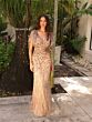 Primavera Couture 13117 Flutter Sleeve V-Neck Beaded Dress