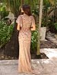 Primavera Couture 13117 Flutter Sleeve V-Neck Beaded Dress