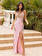 Primavera Couture 3211 Lace-Up Back Beaded V-Neck Dress