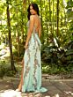 Primavera Couture 3211 Lace-Up Back Beaded V-Neck Dress
