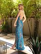 Primavera Couture 3211 Lace-Up Back Beaded V-Neck Dress
