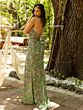 Primavera Couture 3211 Lace-Up Back Beaded V-Neck Dress