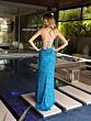 Primavera Couture 4107 Beaded V-Neck Lace-Up Back Dress