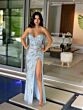 Primavera Couture 4108 High Slit Beaded Strapless Dress