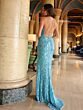 Primavera Couture 4121 Spaghetti Strap Beaded High Slit Dress