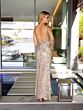 Primavera Couture 4171 Side Slit Plunging Neck Embellished Dress