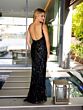 Primavera Couture 4171 Side Slit Plunging Neck Embellished Dress