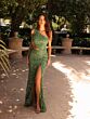 Primavera Couture 4191 High Slit One-Shoulder Beaded Dress