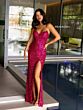 Primavera Couture 4192 Strapless High Slit Sequined Dress