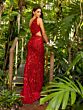 Primavera Couture 3729 One-Shoulder Beaded High Slit Dress