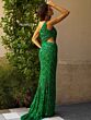 Primavera Couture 3729 One-Shoulder Beaded High Slit Dress
