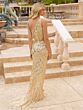 Primavera Couture 3729 One-Shoulder Beaded High Slit Dress