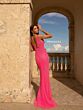 Primavera Couture 3741 Lace-Up Back High Slit Dress