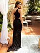 Primavera Couture 3766 Side Cutout Beaded Fringe Dress