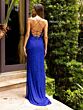 Primavera Couture 3902 Beaded Lace-Up Cross Back Dress