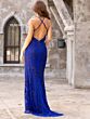 Primavera Couture 3907 Cross Back Spaghetti Strap Beaded Dress