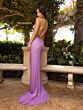 Primavera Couture 3910 Cross Back High Slit Butterfly Dress