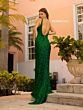 Primavera Couture 3912 Backless Beaded V-Neck Dress