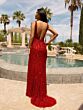 Primavera Couture 3912 Backless Beaded V-Neck Dress