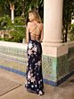Primavera Couture 3914 Lace-Up Back Scoop Neck Floral Dress