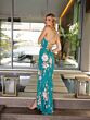 Primavera Couture 3914 Lace-Up Back Scoop Neck Floral Dress