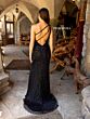 Primavera Couture 3921 Strappy Back Feathered Shoulder Dress