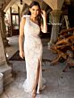 Primavera Couture 3921 Strappy Back Feathered Shoulder Dress